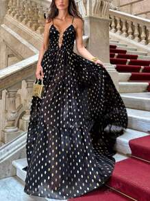 Mono de una pieza sin mangas con estampado de lunares, vestido de verano sexy
