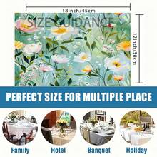 1pc/5pcs/7pcs Floral Art Print Polyester Table Runner With 6pcs Placemats - Polyester, Rectangle, Holiday Table Decor Cloth Runners, Home Decoration, Kitchen Dining Table Decor, Room Decor, Table Runners