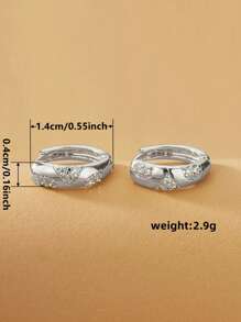 1 Pair Fashion Cubic Zirconia Hoop Earrings For Women For Party Engagement Anniversary Jewelry Valentine's Day Gift
