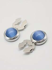 2件装简约男女衬衫袖扣，时尚配饰，替换珠宝纽扣盖扣