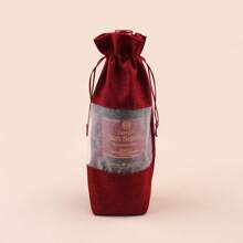 Zugbeutel aus Sackleinwand für Wein, Verpackung für eine Flasche mit Fenster, Sackleinwand Weinbeutel