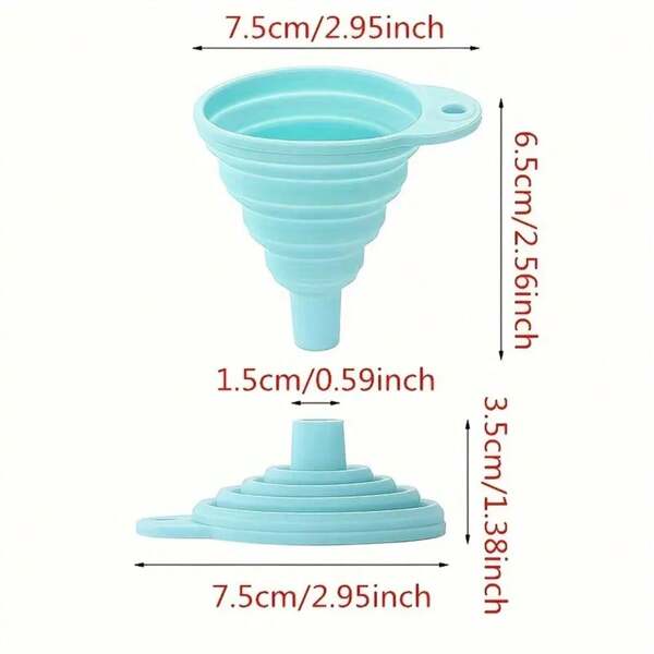 Set de 3/1 Embudo plegable de silicona - Mini, herramienta de cocina plegable para transferir agua, líquidos, aceite - Electrodoméstico pequeño esencial para apartamento y dormitorio (Opciones de paquete único o múltiple, verifique el producto que compra antes de comprar)