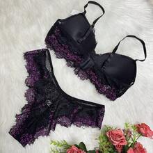 Helena Luxury Chantilly Bicolor Lace Lingerie Set - 彩色 - 查看 2