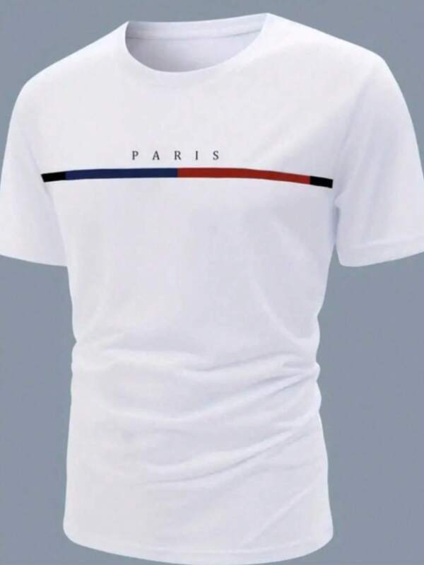 Playera blanca para hombre "PARIS" | Estilo minimalista europeo | Moda casual en poliéster fresco y cómodo