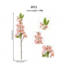 2PCS/6PCS Artificial Cherry Blossoms Peach Blossom Branches Short Branches Realistic Suitable For Home Wedding Bedroom Dining Table Office Vase Decoration