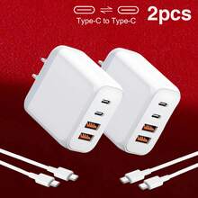 USB C 充电器块 4 端口壁式充电器 C 型充电器快速充电块立方体。多端口 PD 电源适配器壁式插头适用于 L 手机 16 15 14 Pro Max，适用于办公室、宿舍和家庭多端口 - 美規A型插(110-127V) - 查看 2
