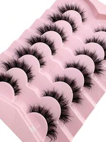 7 Pairs Full Stripe Lashes Clear Band Eyelashes Cat Eye False Eyelashes Short Soft 3d Faux Mink Eyelashes Soft Natural Makeup Fake Eyelash Strips Foxy Eye Lifting Look Extension Full Eyelash Strip To Lengthen And Volumize The Outer Corner Of Your Eye - Black - View 3