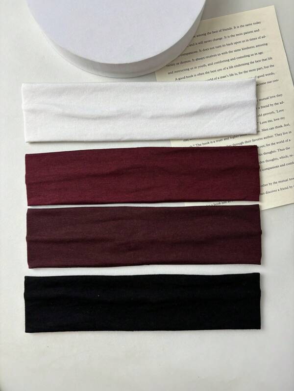 4 Packs Sport Headbands For Women, Elastic Soft Fabric Non-Slip Hair Bands Hair Warp For Daily Workout Yoga Running Sports Soft Stretch Sport Headbands For Women And Man- Anti-Slip, Sweat-Wick Elastic Fabric Headband For Yoga, Running & Fitness - Comfortable Fit Yoga Headband Hairband In Black, White, Gray,Beige & More Colors