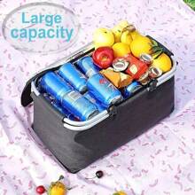 Canasta plegable extra grande de 30L - Organizador aislado premium con asa de metal cómoda - Perfecto para aventuras al aire libre, reuniones familiares, camping, barbacoas, compras y viajes - Almacenamiento plegable sin esfuerzo