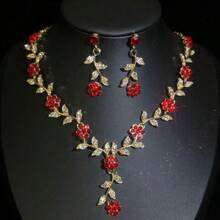 1 Set Damen Schmuckset - Halskette, Ohrringe (3 Stücke), elegantes Strass-besetztes Schmuckset, geeignet für Hochzeit, Bankett, formelle Anlässe