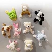 1 pieza Imán de nevera de peluche de conejo y panda. Animales de peluche. Pegatina magnética. Pizarra magnética. Decoración de dibujos animados. Imán de nevera