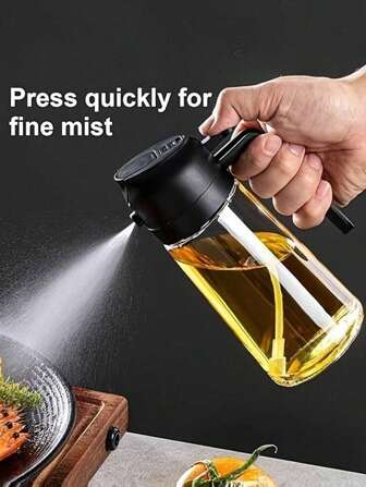 1pc Glass Oil Sprayer - Pouring & Spraying Dual-Purpose Bottle - Anti-Leak Olive Oil Container - Kitchen Spice Rack - Soy Sauce Vinegar Sprayer - Kitchen Tools & Gadgets