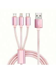 Cable de carga USB trenzado de nailon 3 en 1, conector universal de carga rápida USB a Lightning/Tipo-C/Micro USB, compatible con transmisión de datos, compatible con iPhone, y talla grande. Cable de carga múltiple USB de carga rápida 3 en 1, colorido cable de carga Tipo C Micro, cable de datos de carga súper rápida, adecuado para iPhone, teléfonos Tipo-C, teléfonos Android.