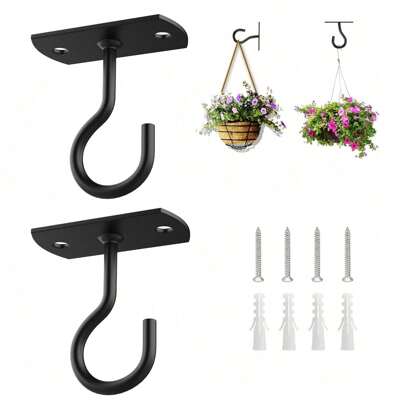 1/2st takkrokar för att hänga växter, hängare för växtkrukor inomhus och utomhus, väggkrok för planteringar, blomsterkorg, vindspel, lyktor, ljus, fågelmatare, heminredning