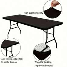 1/2pcs Stretchable Polyester Tablecloth - Washable, Wrinkle-Resistant Rectangular Table Cover, Suitable For Indoor/Outdoor Dining, Parties, Picnics And BBQs, Available In Multiple Colors - Multicolor - View 11
