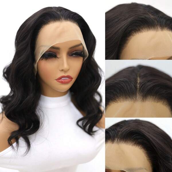 Body Wave Bob Wig 13x4 Transparent Lace Frontal Wig 250% Density Glueless Hair Wigs 13x4 HD Pre Plucked Natural Color Heat Resistant Hair Wigs For Girl Women Daily Party Cosplay Halloween