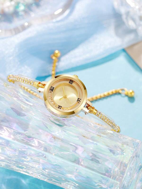 Nuevo en 2025 Reloj pulsera de lujo para dama, reloj de cuarzo casual con cuentas de moda, regalo de cumpleaños para mujer