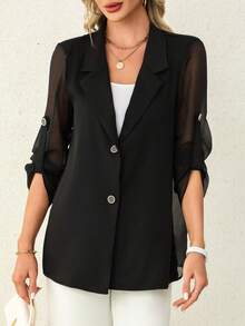 New Arrival Spring/Summer Women's Fashionable Solid Color Sheer Back Blazer Jacket