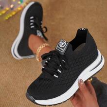 Women's Wedge Sneakers, Spring/Autumn 2025 New Korean Fashion Casual Thick-Soled Breathable Student Running Shoes