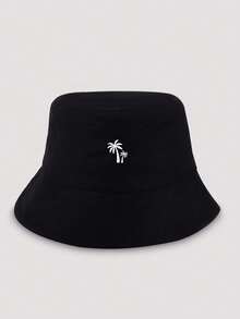 1pc Men's Simple Graphic Print Casual Bucket Hat, Suitable For Everyday Wear - Black - View 2