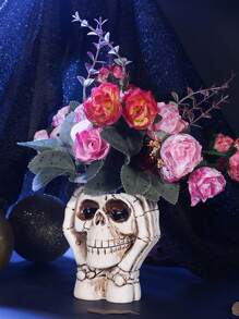 1pc Resin Skull Shaped Creative Flower Pot, Suitable For Garden And Home Plants, Home Decor Indoor Planting Supplies, Green Plant Pot, Gardening, Angel Decor, Plant Pot, Garden, Flower Pot, Garden Decor, Vase Decor