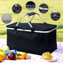 Canasta plegable extra grande de 30L - Organizador aislado premium con asa de metal cómoda - Perfecto para aventuras al aire libre, reuniones familiares, camping, barbacoas, compras y viajes - Almacenamiento plegable sin esfuerzo