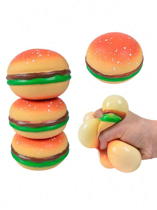 1pc Realistic Hamburger Squishy Toy, Stretchy Instant Rebound Anti-Stress Hamburger Ball For Adults