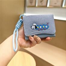 1pc Fashionable Beagle Dog Embroidered Synthetic Leather Wallet With Lanyard, Compact Trifold Coin Purse And Card Holder, Sweet Style, Suitable For Travel Or Daily Use For Women Wallet Mini Wallet Purse Wallet Card Wallet Wristlet Wallet