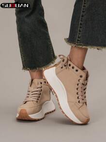 Thick Sole Casual Sneakers, Breathable & Comfortable Design, Lace-Up Closure, Fashion Style, Versatile & Lightweight, Suitable For Sports And Daily Wear, All Seasons