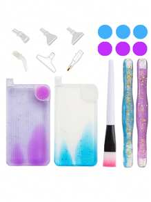Diamond Painting Tray Art Kit, Gradient Color Tray Combination, Including Brush, Glue Clay And Glitter Resin Dot Diamond Pen