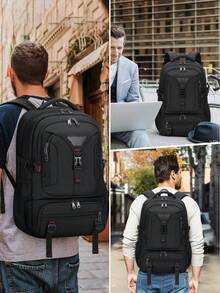 Lunch Backpack,17.3 Inch Laptop Backpack For Men 50L Travel Backpacks With USB Charging Hole Large Work Backpack With Insulated Bag Computer Backpack For School College Business - Black - View 8