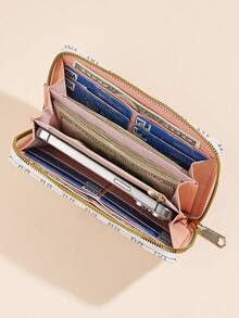 1 件女士复古拉链长钱包大号花卉双拉链手机包多功能时尚手提包大钞隔层女士迷你钱包钱包腕包钱包钥匙扣 - 白色 - 查看 5