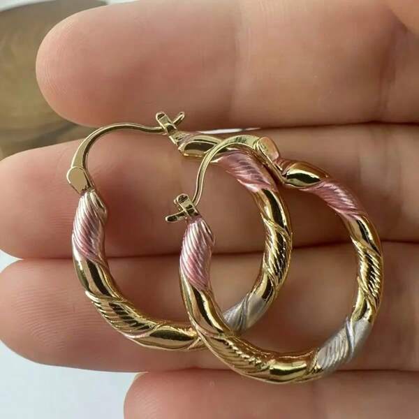Women's 14K Gold-Plated Copper Earrings - Retro Bohemian-Style Earrings, Christmas Gift, Suitable For All Seasons, Daily Wear, No Setting - Fashionable Jewelry, Perfect For Weddings And Birthday Parties