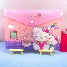 Sanrio 4 قطع/مجموعة حقيبة مستندات لهالو كيتي للطلاب والمعلمين بحجم A4 بتصميم كرتوني من أنمي، مناسبة لتخزين الملفات والأوراق الرسمية ( قد تكون بعض الأجزاء عشوائية)، ضروريات العودة إلى المدرسة