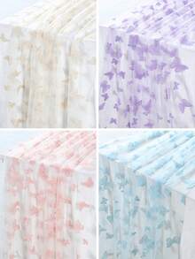 1pc Butterfly Mesh Table Runner, Double-Sided Sheer Table Cloth, Chiffon Thin Gauze Table Cloth, Suitable For Birthday Party Decoration, 75*180cm Table Cloth, DIY Craft, Butterfly Theme Party Decoration, Gender Reveal Party Decoration, Wedding Decoration, Baby Shower Decoration, Wedding Supplies, Bridal Shower Favor, Butterfly Theme Birthday Decoration, Butterfly Theme Baby Shower Decoration, Butterfly Theme Party Supplies - Butterfly - View 2
