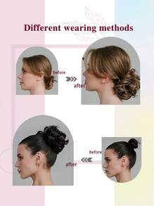 Synthetic Messy Bun Hair Pieces, Curly Wavy Bun Hair Band, Suitable For Women's High Bun Ponytail Hair Pieces