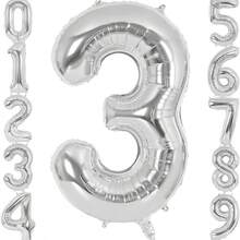 1 pieza Globo con número plateado de 30 pulgadas, decoración para fiesta de cumpleaños, suministros para celebración de aniversario