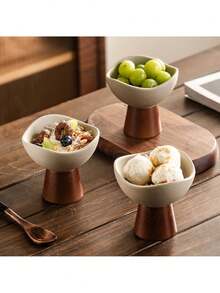 1pc/2pcs High-Quality Thick Ceramic Ice Cream Cup, Home Juice Milkshake Pudding Cup, Restaurant Creative Ice Cream Cup Fruit Cup, Suitable For Home And Restaurant - Stoneware - View 1