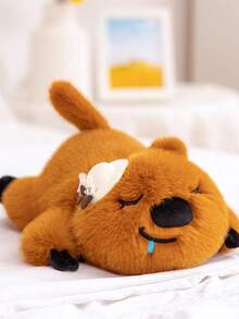 1PC 坐姿仿真海狸公仔可爱熊毛绒玩具丑萌装饰布娃娃儿童生日礼物海狸海洋动物填充毛绒玩具