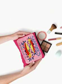 Retro Sardines Cosmetic Pouch,Olive Oil And Lemon Design, Unisex Adult Polyester Mini Makeup Bag, Hypoallergenic Zippered Toiletry Case, Pink Zippered Cosmetic Bag, Multifunctional Snack, Stationery Or Gift, Tin Fish Print Accessory Clutch, Cosmetic Pouch For Girls Women, Makeup Bag, Toiletry Bag For Travel, School, And Commuting,Unisex Adult Portable Storage Bag