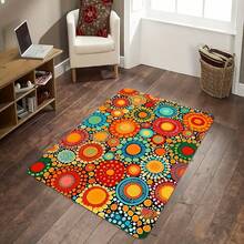 1pc Boho Vintage Pattern Rug, Polyester Entry Pad, Non-Slip Durable, Machine Washable, Easy Care, Suitable For Living Room, Bedroom, Laundry Room, Home Decor, Multifunctional Indoor/Outdoor Use - Multicolor - View 5