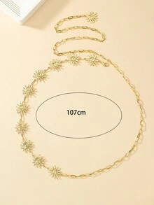 1pc Vintage Sunflower Waist Chain Decorative Accessory - Yellow Gold - View 4