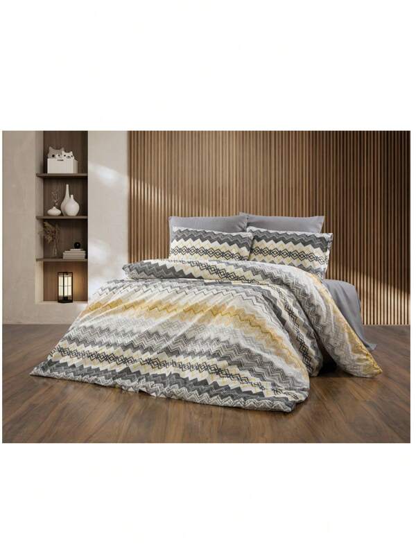 3-teiliges türkisches Baumwoll-Doppelbett-Bettdecken-Set, ganzjährig, weich und kuschelig, 1 Stück 200*220 cm Bettbezug, 2 Stücke 50*70 cm Kissenbezüge