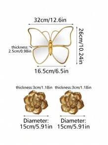 Zestaw dekoracyjnych luster ściennych w stylu vintage z motylami, szklane ozdoby wiszące do akcentów ściennych w salonie - eleganckie dekoracyjne motyle, nie wymagają prądu, idealne na okazje ogólne