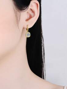 2pcs Luxury 925 Sterling Silver 1 Carat Moissanite Earrings, Suitable For Women's Daily Wear, Party, Vacation, Valentine's Day, Mother's Day, Wedding Anniversary, Women's Jewelry Gift