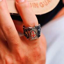 1 Piece Waterproof Antique Silver Stainless Steel Bike Punk Cross Ring For Man