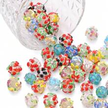 3pcs Floral Glass Beads - With 3D Flower Surface, DIY Jewelry Making Accessories, Suitable For Bracelets, Necklaces, Earrings, Keychains, Phone Straps, And Craft Projects