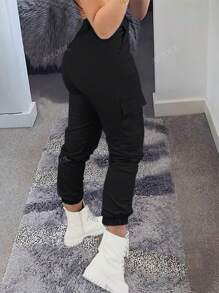 Pantalon long casual en tissu tressé avec poches, toutes saisons, pour femme