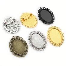 4 peças 18x25mm tamanho interno broche cabochões base em branco bandeja de configuração faça você mesmo acessórios para fazer joias descobertas