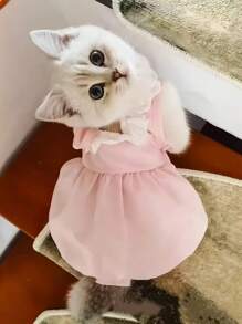 Cute Cat & Dog Dress, Princess Style, Lightweight Summer Dress For Kitten/Puppy, Adorable Floral Lace Dog Clothes, Soft & Breathable, Suitable For Daily Wear, Travel, Photos, Pet Gift
